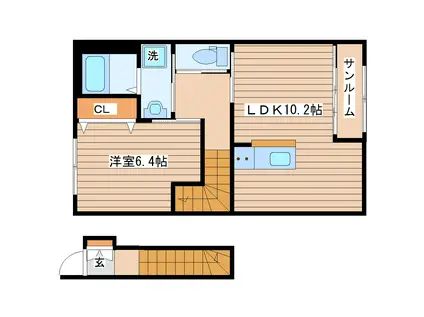 エムパーク大手町(1LDK/2階)の間取り写真