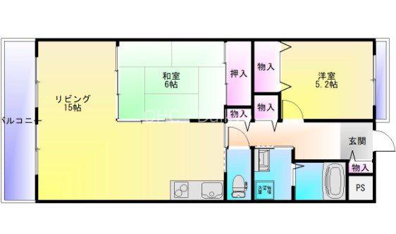 フローラ青山(2LDK/6階)の間取り写真