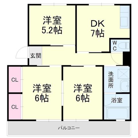 サンハイツ(3DK/2階)の間取り写真
