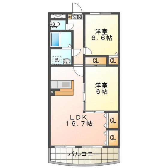 マッシモグローリア(2LDK/1階)の間取り写真