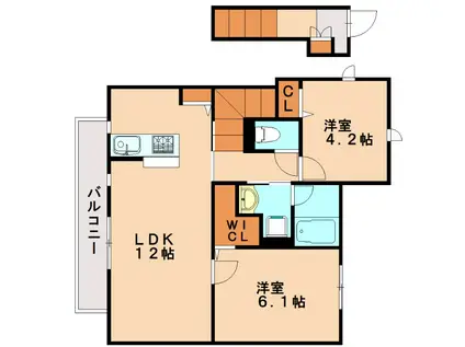セントオブビレッジ箱崎(2LDK/2階)の間取り写真
