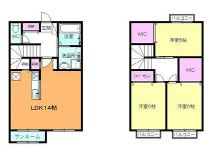 ファインズ・シティー(3LDK/1階)の間取り写真