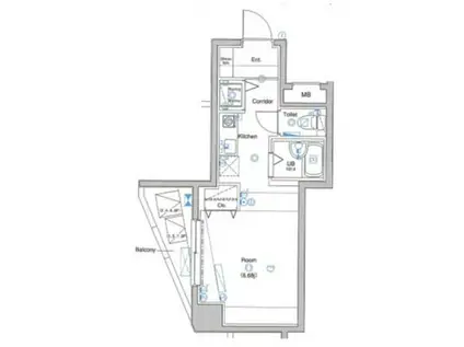 メイクスデザイン秋葉原(ワンルーム/2階)の間取り写真