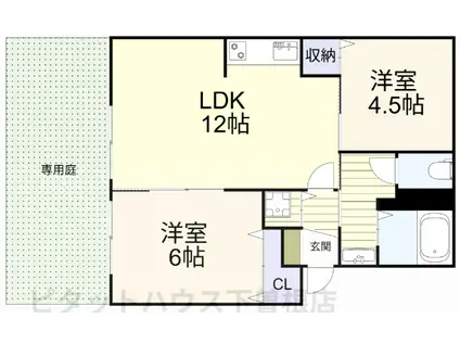 プレジール上吉田 A棟(2LDK/1階)の間取り写真