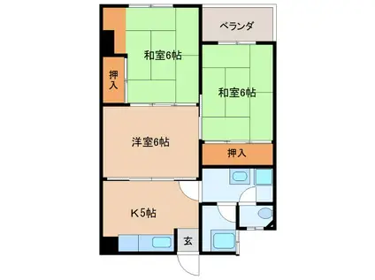 ルミウス北高下(2LDK/3階)の間取り写真