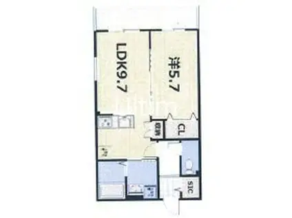 FORCE西院(1LDK/2階)の間取り写真