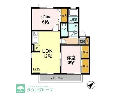 エクセルB棟(2LDK/2階)の間取り写真