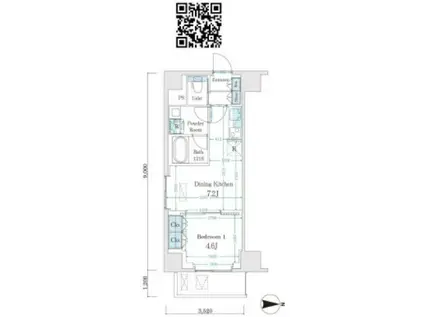 CARTOLERIA(1DK/2階)の間取り写真