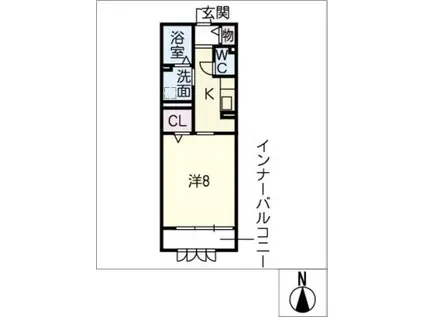 プルミエール(1K/1階)の間取り写真