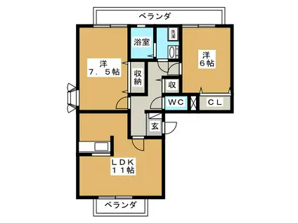 コンフォート日吉(2LDK/3階)の間取り写真