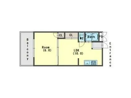 テラスレジデンスあさぎり(1LDK/4階)の間取り写真