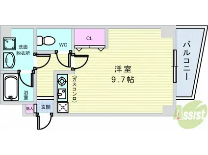 コンフォール刀根山(ワンルーム/1階)の間取り写真