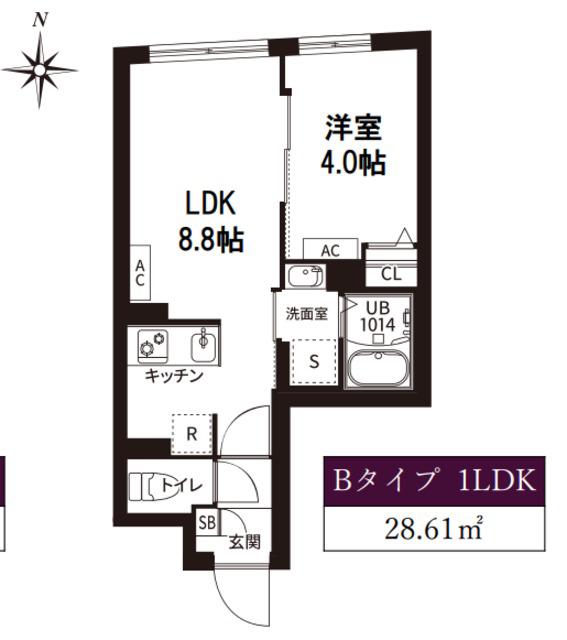 レピュア旗の台レジデンス(1LDK/1階)の間取り写真