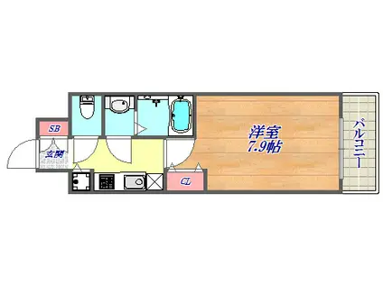 エスライズ新神戸Ⅱ(1K/3階)の間取り写真