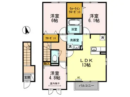 シルビア(3LDK/2階)の間取り写真
