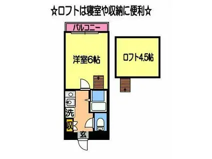 アップルハウス健軍IVB(1K/2階)の間取り写真