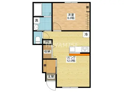 ラ・フィーネAINO(1LDK/1階)の間取り写真