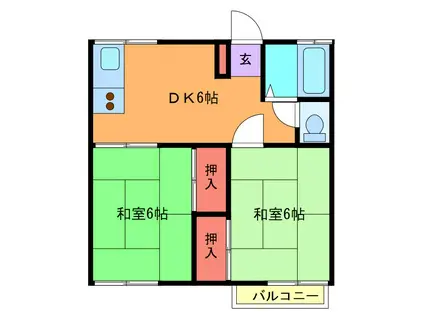 ハイムハナカB(2DK/1階)の間取り写真