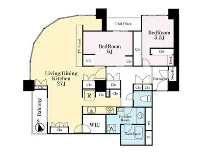 西早稲田パーク・タワー(2LDK/19階)の間取り写真