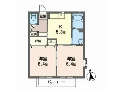 カーサブライトA(2K/1階)の間取り写真