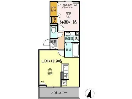 カーサ オリーバ(1LDK/2階)の間取り写真