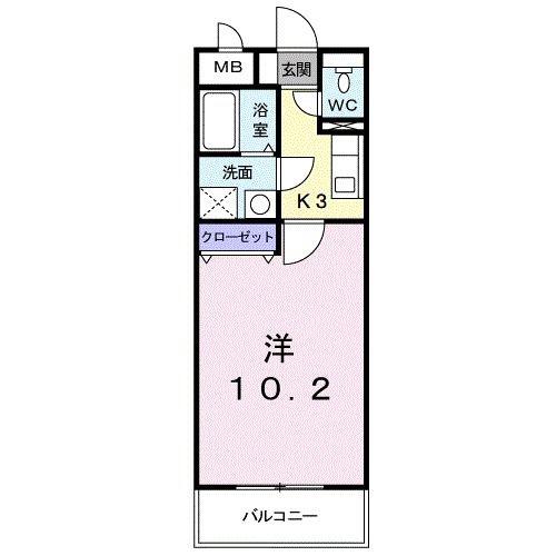 HYコート宮脇(1K/2階)の間取り写真