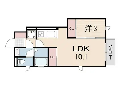 TRINITY DUO 塚口1(1LDK/1階)の間取り写真