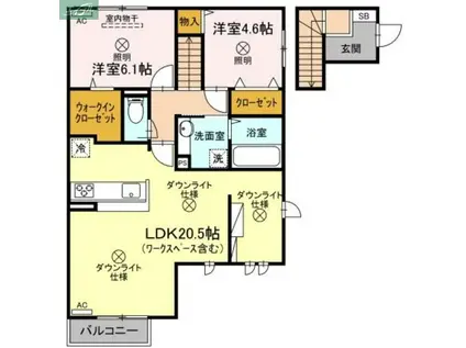 グラン・トリシア(2LDK/2階)の間取り写真