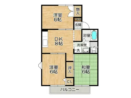 セジュール進伸(3DK/2階)の間取り写真