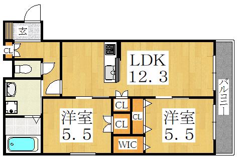 MIO FAMILIA(2LDK/2階)の間取り写真