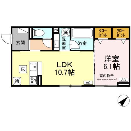 レユスィール(1LDK/3階)の間取り写真