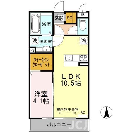 グランコンフォート A(1LDK/2階)の間取り写真