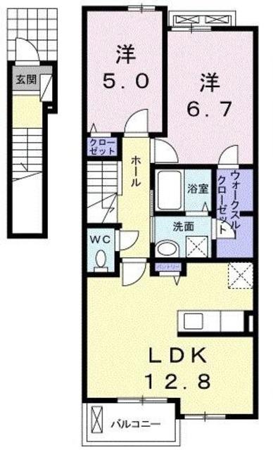ファームティップII(2LDK/2階)の間取り写真