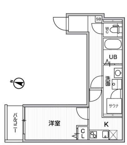 TS CUORE横濱元町(1K/2階)の間取り写真