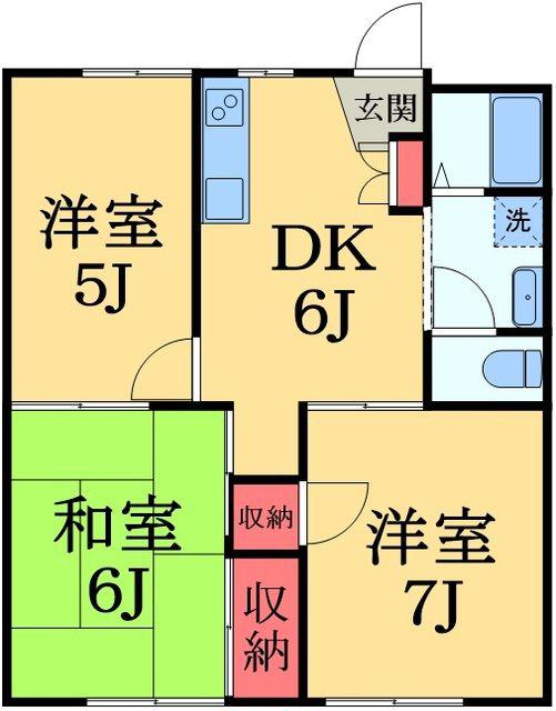小川荘1号棟(3DK/1階)の間取り写真