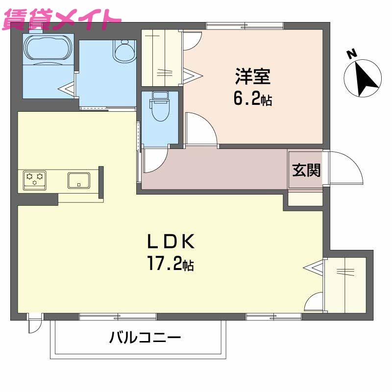 ツヴァイテ(1LDK/2階)の間取り写真