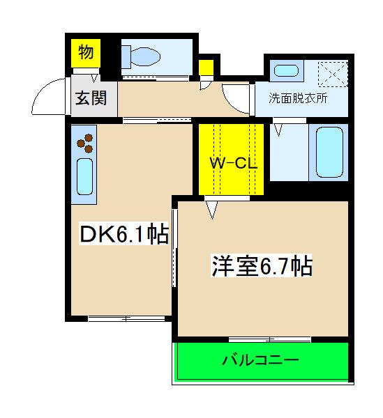 ラ・ルーチェ(1SDK/3階)の間取り写真