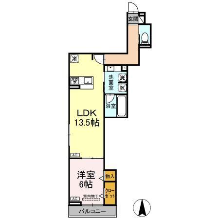 WILLKOMMEN(1LDK/2階)の間取り写真