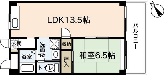 山崎大芝ビル(1LDK/5階)の間取り写真