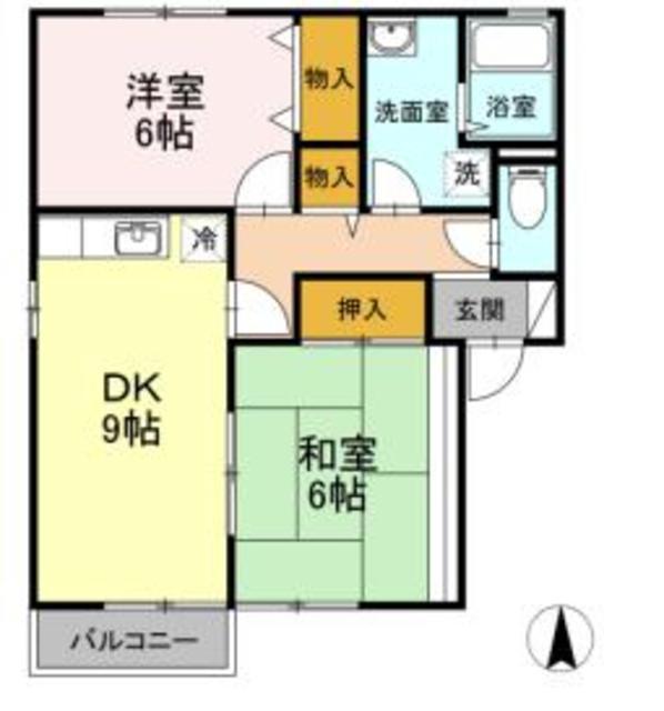 ボナールA(2LDK/1階)の間取り写真
