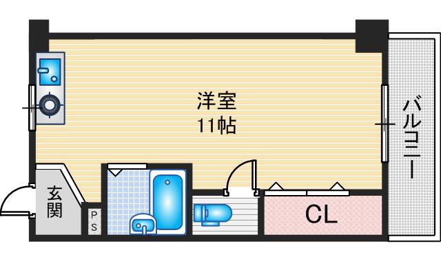 総持寺駅前グリーンハイツ1号館(ワンルーム/3階)の間取り写真