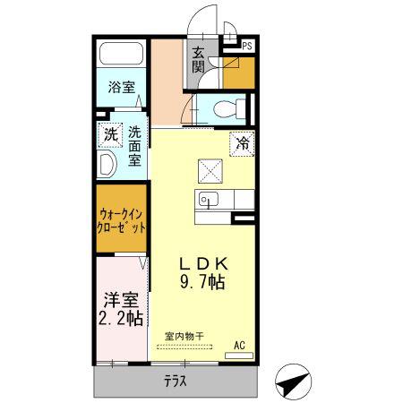 スカイコート津久野(1LDK/2階)の間取り写真