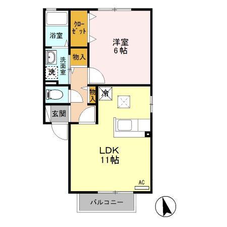 エスポワールI(1LDK/1階)の間取り写真