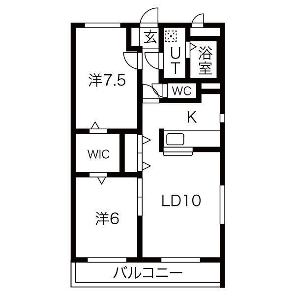 リヴ・ファーストサウス(2LDK/2階)の間取り写真
