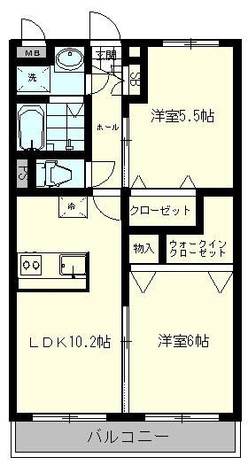 アヴァンツァートコルソ吉川美南(2LDK/5階)の間取り写真
