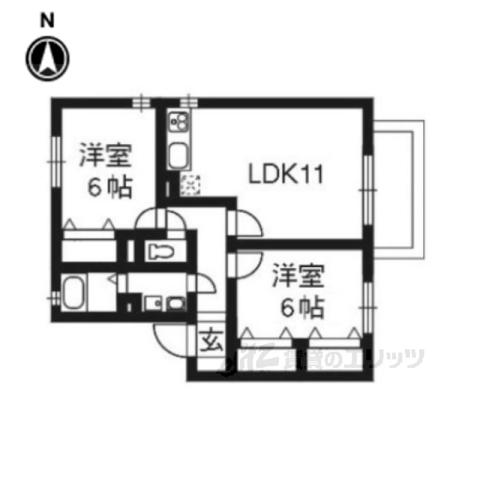 アドラブール岩井(2LDK/2階)の間取り写真