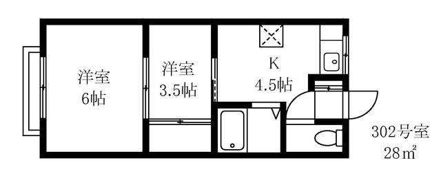 行徳・石田マンション(2K/3階)の間取り写真