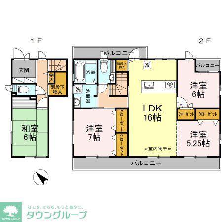 緑ケ丘戸建(4LDK/2階)の間取り写真