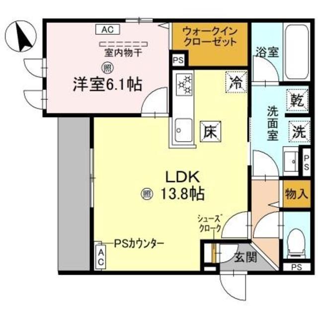 クラシスト東粉浜ウエスト(1LDK/2階)の間取り写真