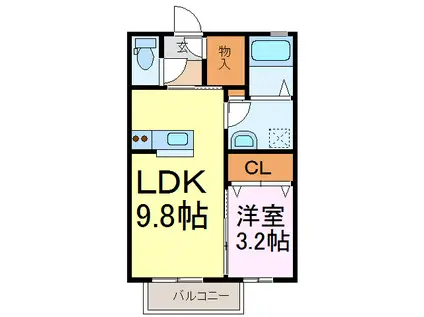 イルソーレ(1LDK/1階)の間取り写真